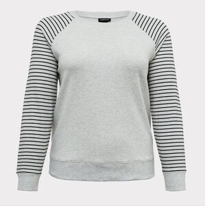 Torrid Striped Knit Fleece Crew Neck Sweatshirt Size 3